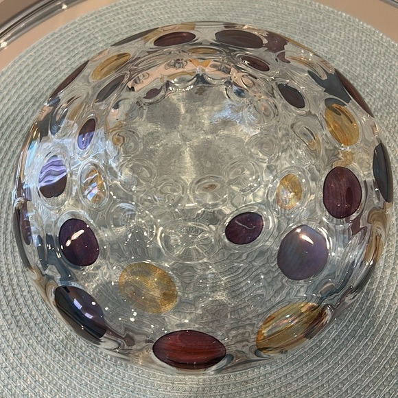 Vintage Mid Century Modern Colorful Glass Bowl, 7” Round - Picture 3 of 6